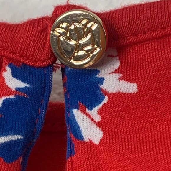 Draper James Red Blue Floral Print Cap Sleeve Pullover Blouse Women’s Size Small - Picture 5 of 11